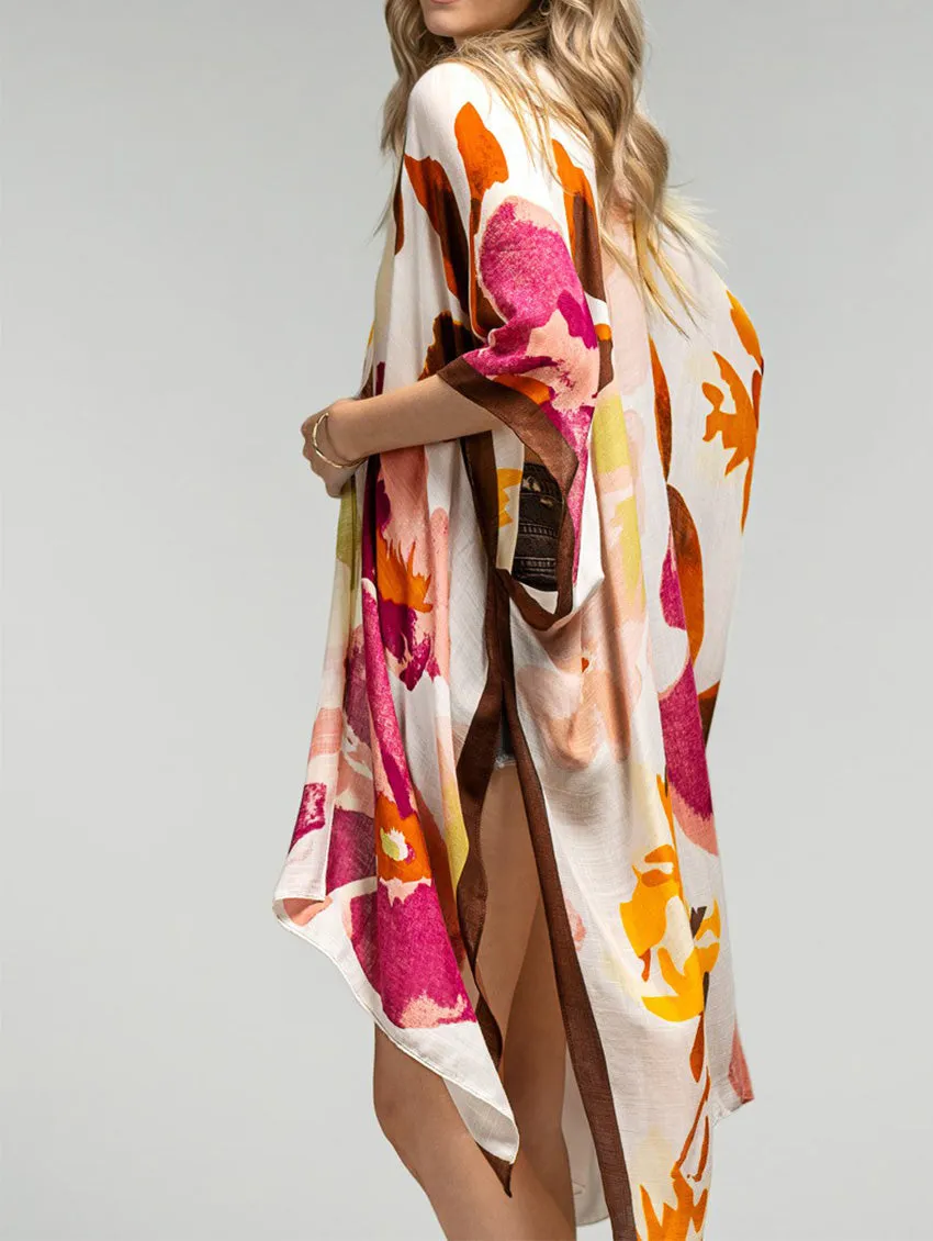Watercolour Floral Open Cover Up