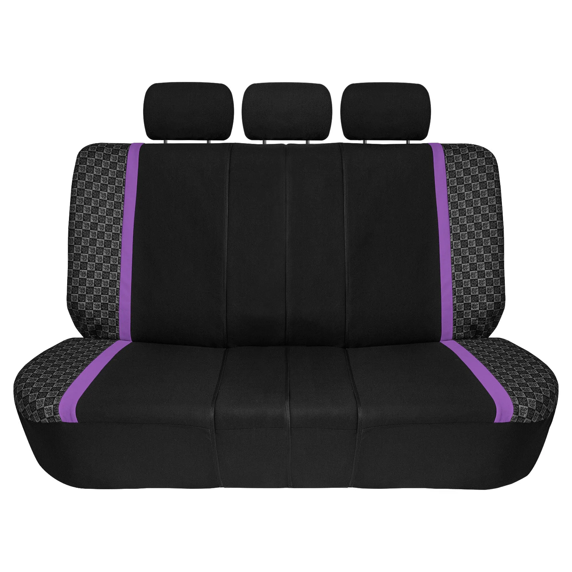 We Are Young Life is Fun Checker Printed Seat Covers - Combo Full Set Purple