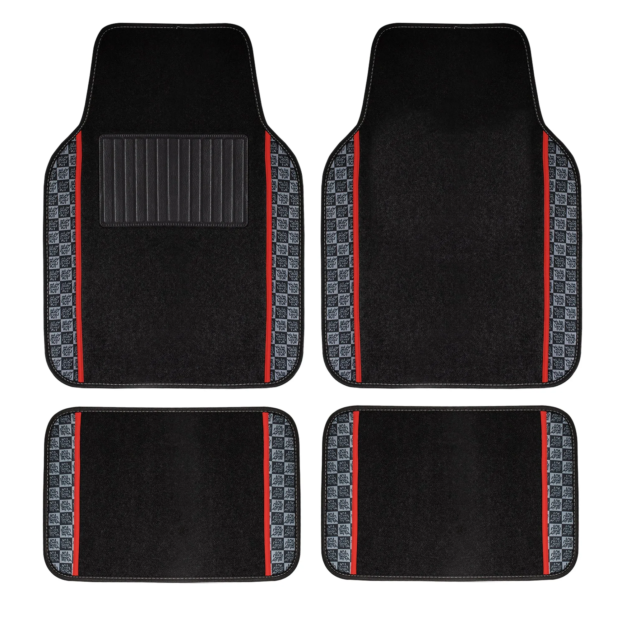 We Are Young Life is Fun Print Non-Slip Carpet Floor Mats - Full Set Red