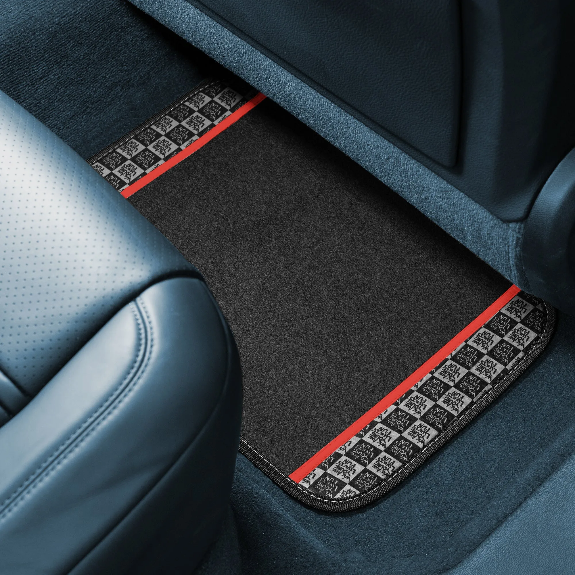 We Are Young Life is Fun Print Non-Slip Carpet Floor Mats - Full Set Red